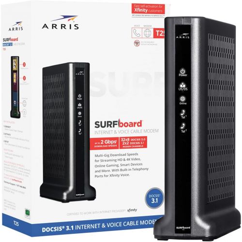  [아마존베스트]ARRIS SURFboard T25 DOCSIS 3.1 Gigabit Cable Modem, Certified for Xfinity Internet & Voice (black)