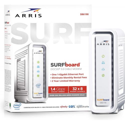  [아마존베스트]ARRIS SURFboard SB6190 DOCSIS 3.0 Cable Modem, Approved for Cox, Spectrum, Xfinity & others (White)
