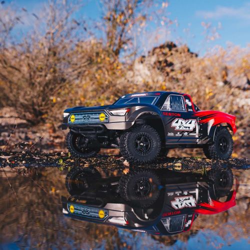  ARRMA 1/10 SENTON 4X4 V3 MEGA 550 Brushed Short Course RC Truck RTR (Transmitter, Receiver, NiMH Battery and Charger Included), Red, ARA4203V3T1