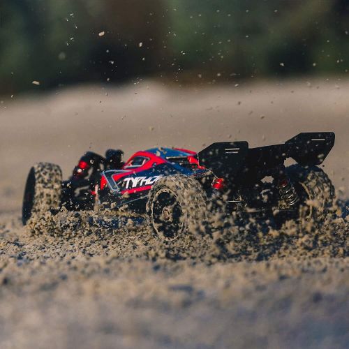  ARRMA RC Car 1/8 Typhon 6S V5 4WD BLX Buggy with Spektrum Firma RTR (Ready-to-Run), Black and Red, ARA8606V5