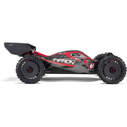  ARRMA RC Car 1/8 Typhon 6S V5 4WD BLX Buggy with Spektrum Firma RTR (Ready-to-Run), Black and Red, ARA8606V5