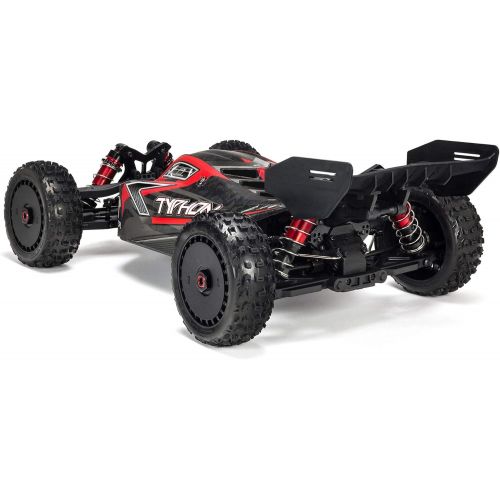  ARRMA RC Car 1/8 Typhon 6S V5 4WD BLX Buggy with Spektrum Firma RTR (Ready-to-Run), Black and Red, ARA8606V5