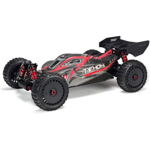  ARRMA RC Car 1/8 Typhon 6S V5 4WD BLX Buggy with Spektrum Firma RTR (Ready-to-Run), Black and Red, ARA8606V5