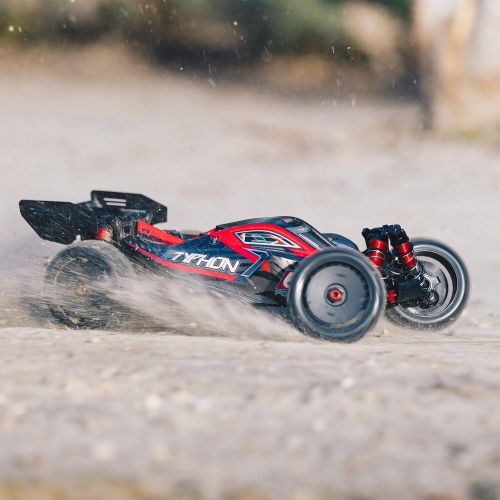  ARRMA RC Car 1/8 Typhon 6S V5 4WD BLX Buggy with Spektrum Firma RTR (Ready-to-Run), Black and Red, ARA8606V5