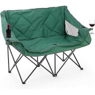ARROWHEAD OUTDOOR Portable Folding Double Duo Camping Chair Loveseat w/ 2 Cup & Wine Glass Holder