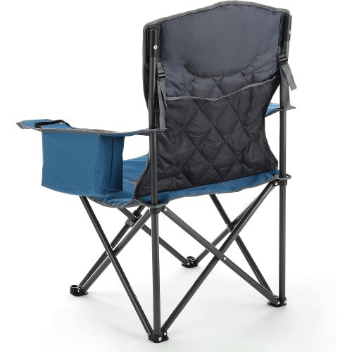  ARROWHEAD OUTDOOR Portable Folding Camping Quad Chair w/ 6-Can Cooler, Cup & Wine Glass Holders, Heavy-Duty Carrying Bag, Padded Armrests, Headrest & Seat, Supports up to 450lbs, U