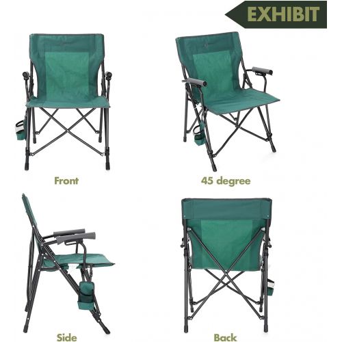  ARROWHEAD OUTDOOR Portable Solid Hard-Arm High-Back Folding Camping Quad Chair, Heavy-Duty Carrying Bag