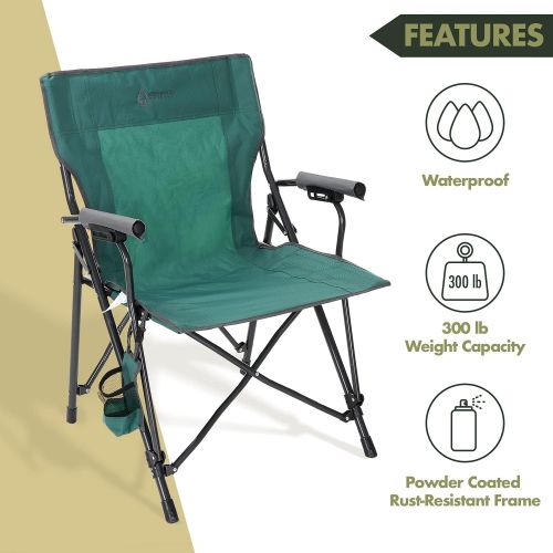  ARROWHEAD OUTDOOR Portable Solid Hard-Arm High-Back Folding Camping Quad Chair, Heavy-Duty Carrying Bag