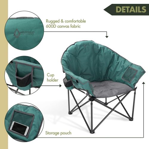  ARROWHEAD OUTDOOR Oversized Heavy-Duty Club Folding Camping Chair w/External Pocket, Cup Holder, Portable, Padded, Moon, Round, Saucer캠핑 의자