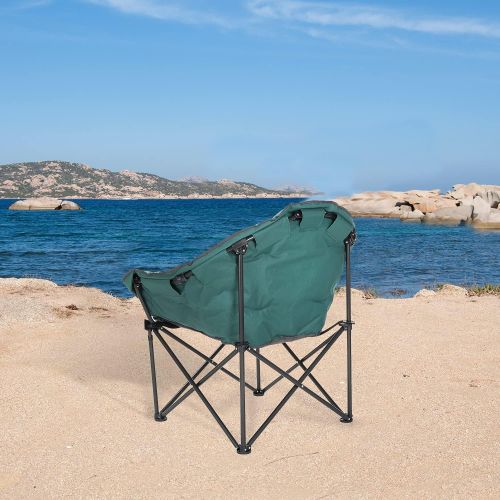  ARROWHEAD OUTDOOR Oversized Heavy-Duty Club Folding Camping Chair w/External Pocket, Cup Holder, Portable, Padded, Moon, Round, Saucer캠핑 의자
