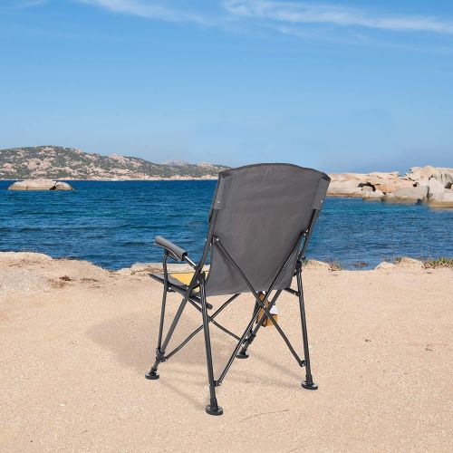  ARROWHEAD OUTDOOR Heavy-Duty Solid Hard-Arm High-Back Folding Camping Quad Chair, Heavy-Duty Carrying Bag, Cup Holder Included w/Side Pouch, Supports up to 400lbs, USA-Based Suppor