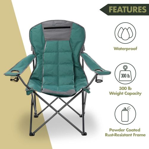  ARROWHEAD OUTDOOR Portable Folding Hybrid 2-in1 Camping Chair, Adjustable Recline, Vent, Padding, Cup Holder & Storage Pouch, Heavy-Duty, Oversize, Supports 300lbs, Includes Bag, U