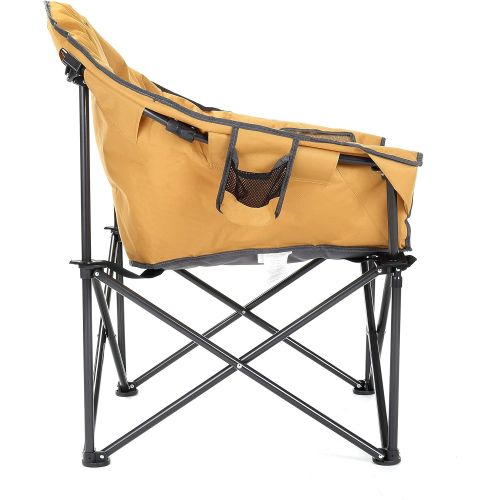  ARROWHEAD OUTDOOR Oversized Heavy-Duty Club Folding Camping Chair w/External Pocket, Cup Holder, Portable, Padded, Moon, Round, Saucer, Supports 330lbs, Carrying Bag, USA-Based Sup
