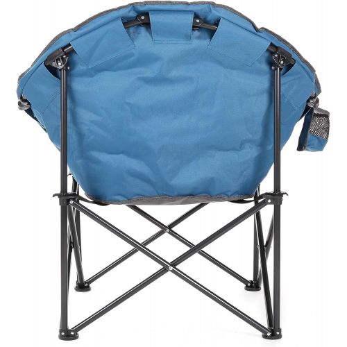  ARROWHEAD OUTDOOR Oversized Heavy-Duty Club Folding Camping Chair w/External Pocket, Cup Holder, Portable, Padded, Moon, Round, Saucer, Supports 330lbs, Carrying Bag, USA-Based Sup