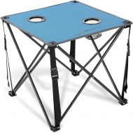 ARROWHEAD OUTDOOR Heavy-Duty Portable Camping Folding Table, 2 Cup Holders, Compact, Square, Carrying Case Included, Steel Frame, High-Grade 600D Canvas, USA-Based Support