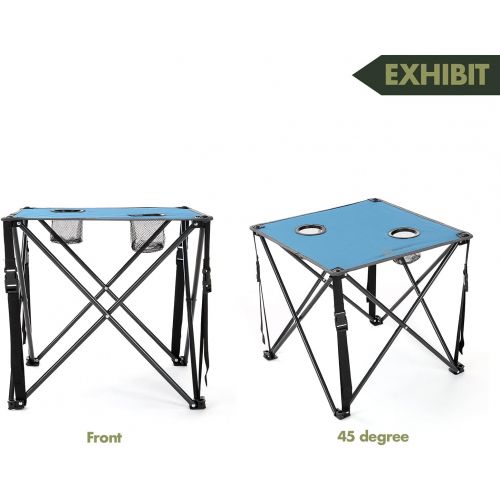  ARROWHEAD OUTDOOR Heavy-Duty Portable Camping Folding Table, 2 Cup Holders, Compact, Square, Carrying Case Included, Steel Frame, High-Grade 600D Canvas, USA-Based Support