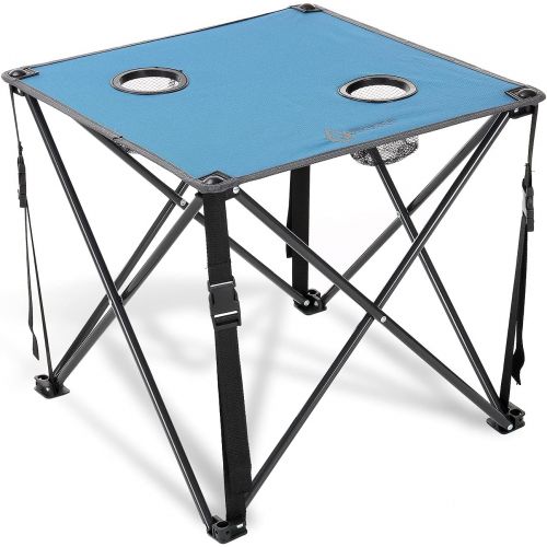  ARROWHEAD OUTDOOR Heavy-Duty Portable Camping Folding Table, 2 Cup Holders, Compact, Square, Carrying Case Included, Steel Frame, High-Grade 600D Canvas, USA-Based Support