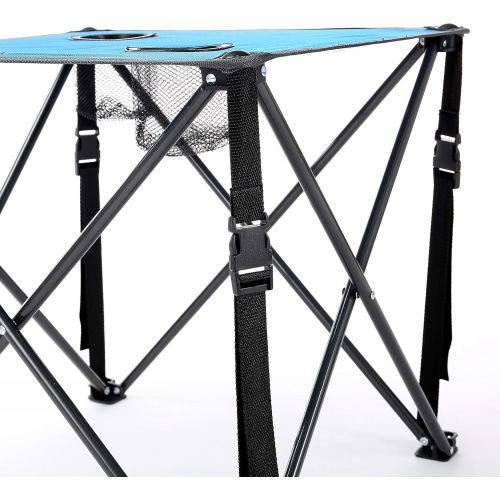  ARROWHEAD OUTDOOR Heavy-Duty Portable Camping Folding Table, 2 Cup Holders, Compact, Square, Carrying Case Included, Steel Frame, High-Grade 600D Canvas, USA-Based Support