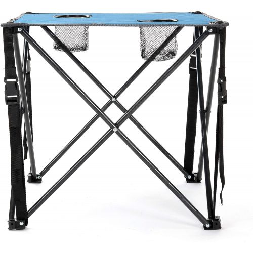  ARROWHEAD OUTDOOR Heavy-Duty Portable Camping Folding Table, 2 Cup Holders, Compact, Square, Carrying Case Included, Steel Frame, High-Grade 600D Canvas, USA-Based Support