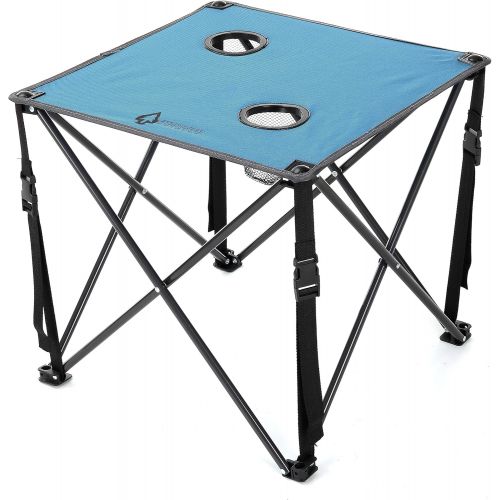  ARROWHEAD OUTDOOR Heavy-Duty Portable Camping Folding Table, 2 Cup Holders, Compact, Square, Carrying Case Included, Steel Frame, High-Grade 600D Canvas, USA-Based Support