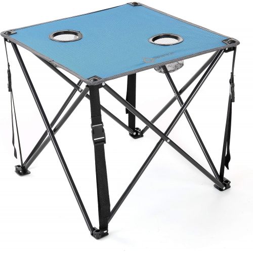  ARROWHEAD OUTDOOR Heavy-Duty Portable Camping Folding Table, 2 Cup Holders, Compact, Square, Carrying Case Included, Steel Frame, High-Grade 600D Canvas, USA-Based Support