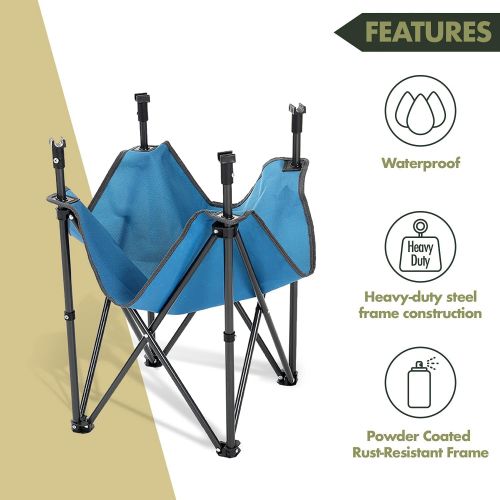  ARROWHEAD OUTDOOR Heavy-Duty Portable Folding Table, 4 Cup Holders, No Sag Surface, Compact, Round, Carrying Case, Steel Frame, High-Grade 600D Canvas, Lower Storage Area, USA-Base