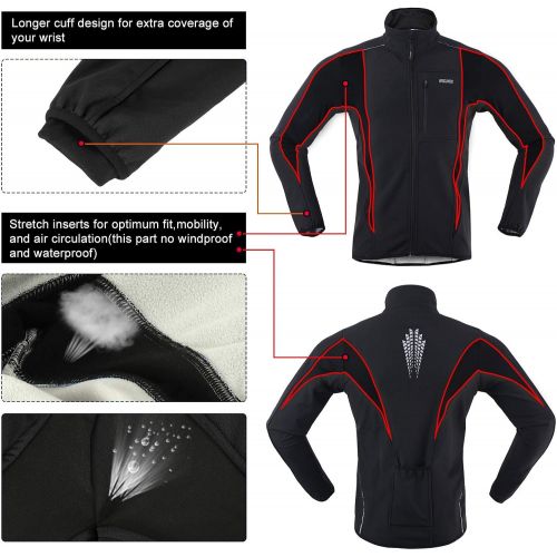  ARSUXEO Winter Warm UP Thermal Softshell Cycling Jacket Windproof Waterproof 15-k