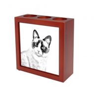 ARTDOGshop Snowshoe cat - Wooden stand for candlespens with the image of a cat ! NEW COLLECTION!