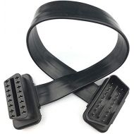 ARTECKIN Full 16pin Pass Through OBD II OBD2 Extension Cable Flat Ribbon Cable with Angled connectors 30cm/1ft 16pin