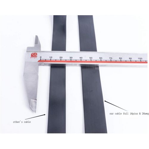  ARTECKIN Full 16pin Pass Through OBD II OBD2 Extension Cable Flat Ribbon Cable with Angled connectors 30cm/1ft 16pin