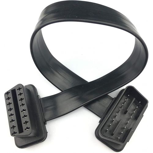  ARTECKIN Full 16pin Pass Through OBD II OBD2 Extension Cable Flat Ribbon Cable with Angled connectors 30cm/1ft 16pin