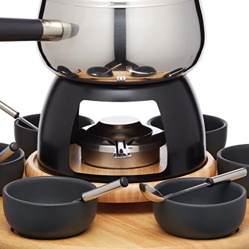  [아마존베스트]Kitchen Craft Master Class Artesa Party Fondue Set for 6 People in E / S Ceramic Wood