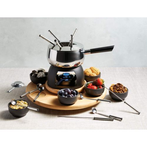  [아마존베스트]Kitchen Craft Master Class Artesa Party Fondue Set for 6 People in E / S Ceramic Wood