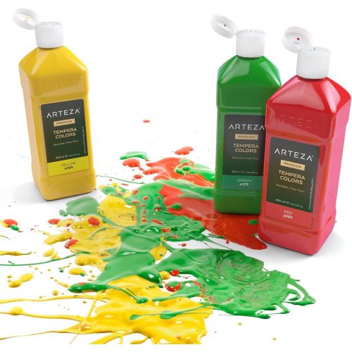  [아마존 핫딜]  [아마존핫딜]ARTEZA Tempera Paint Set for Kids (13.5 US fl oz./400 ml), 16 Rich, Non-Toxic, and Washable Colors Ideal for Finger Painting, Sponge Painting, and Poster Painting