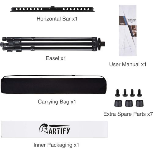  ARTIFY art supplies Artify 73 Inches Double Tier Easel Stand, Aluminum Tripod for Painting and Display with an Environmental Friendly Carrying Bag and Spare Parts