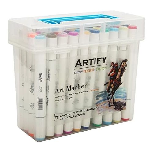  Artify Art Supplies Artify Artist Alcohol Based Art Marker Set 40 Colors Dual Tipped Twin Marker Pens with Plastic Carrying CaseAP Certified