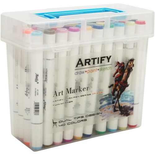  Artify Art Supplies Artify Artist Alcohol Based Art Marker Set 40 Colors Dual Tipped Twin Marker Pens with Plastic Carrying CaseAP Certified