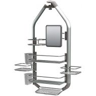 Generic Adjustable Over-The-Shower HeadDoor Caddy with Mirror in Aluminum and Stainless Steel