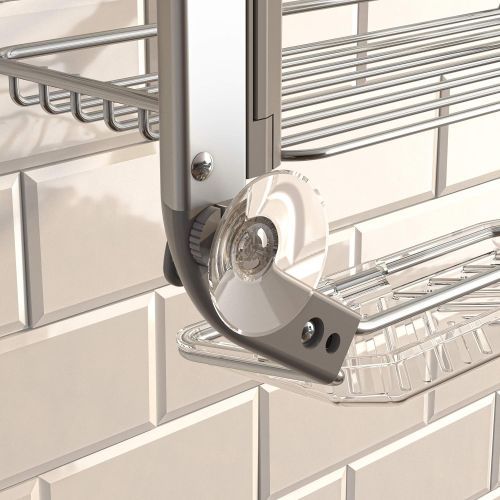 제네릭 Generic Adjustable Over-The-Shower HeadDoor Caddy with Mirror in Aluminum and Stainless Steel