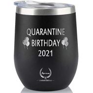 [아마존베스트]ARTSUN Quarantine Birthday Gifts,2021 Funny Novelty Wine glass Personalized Present for Women, Men, Coworkers, Friends - Vacuum Insulated Tumbler 12oz Black