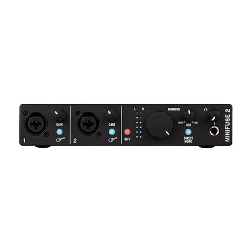 Arturia - MiniFuse 2 - Compact USB Audio & MIDI Interface with Creative Software for Recording, Production, Podcasting, Guitar - Black
