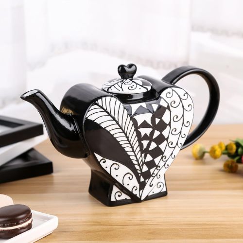  ARTVIGOR Hand Painted Heart-Shaped Porcelain Teapot, 850ml/29oz - Type I