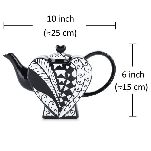  ARTVIGOR Hand Painted Heart-Shaped Porcelain Teapot, 850ml/29oz - Type I