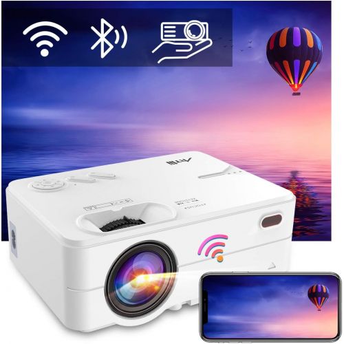  Mini Projector - Artlii Enjoy 2 HD WiFi Bluetooth Projector, 5000L 300 Display, Compatible with TV Stick, HDMI, iPhone, Android for Home Theater, Video Games