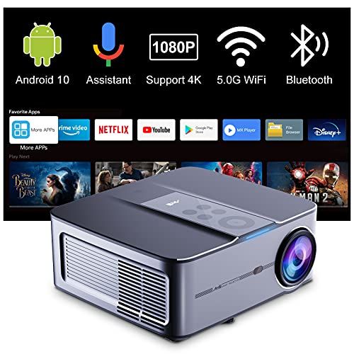  Smart Projector 5G WiFi Bluetooth, Artlii Play3 Outdoor Movie Projector 4K Supported, Android TV 10, Google Voice Assistant, Full HD Native 1080P Projector with Built-in Netflix, Y