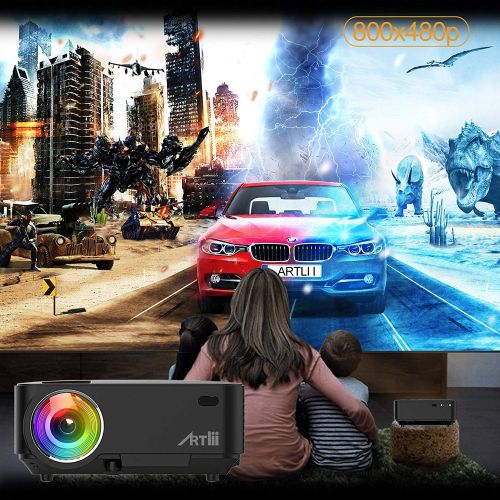  ARTlii Video Projector, Artlii Portable HD Projector 1080P Support LED Projector with HDMI VGA USB AV SD for Home Theater,Video Game, Movie,Outdoor