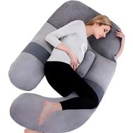 [아마존베스트]60in Awesling Full Body Pillow | Nursing, Maternity and Pregnancy Body Pillow | Extra Large U Shape Pillow and Lounger with Detachable Side, Separate Support Pillow and Removable C