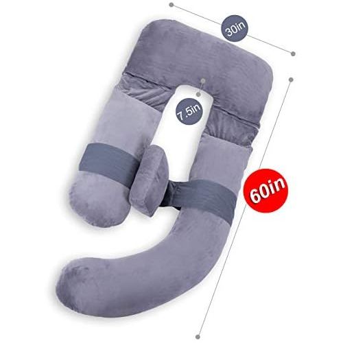  [아마존베스트]60in Awesling Full Body Pillow | Nursing, Maternity and Pregnancy Body Pillow | Extra Large U Shape Pillow and Lounger with Detachable Side, Separate Support Pillow and Removable C