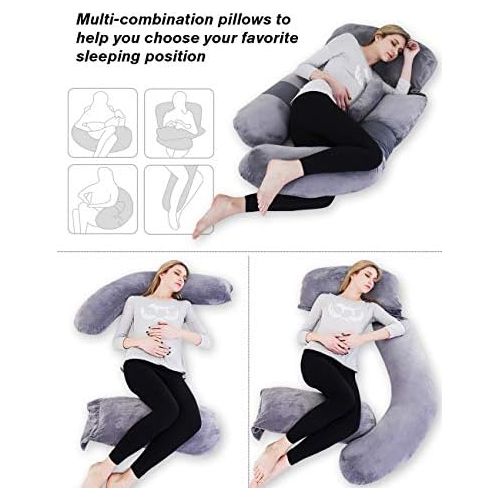  [아마존베스트]60in Awesling Full Body Pillow | Nursing, Maternity and Pregnancy Body Pillow | Extra Large U Shape Pillow and Lounger with Detachable Side, Separate Support Pillow and Removable C