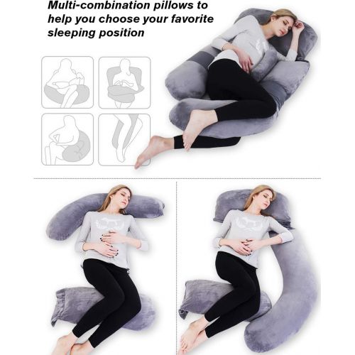  [아마존베스트]60in Awesling Full Body Pillow | Nursing, Maternity and Pregnancy Body Pillow | Extra Large U Shape Pillow and Lounger with Detachable Side, Separate Support Pillow and Removable C
